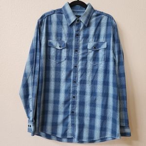 MB Studio Men's Plaid Button Up in Blue